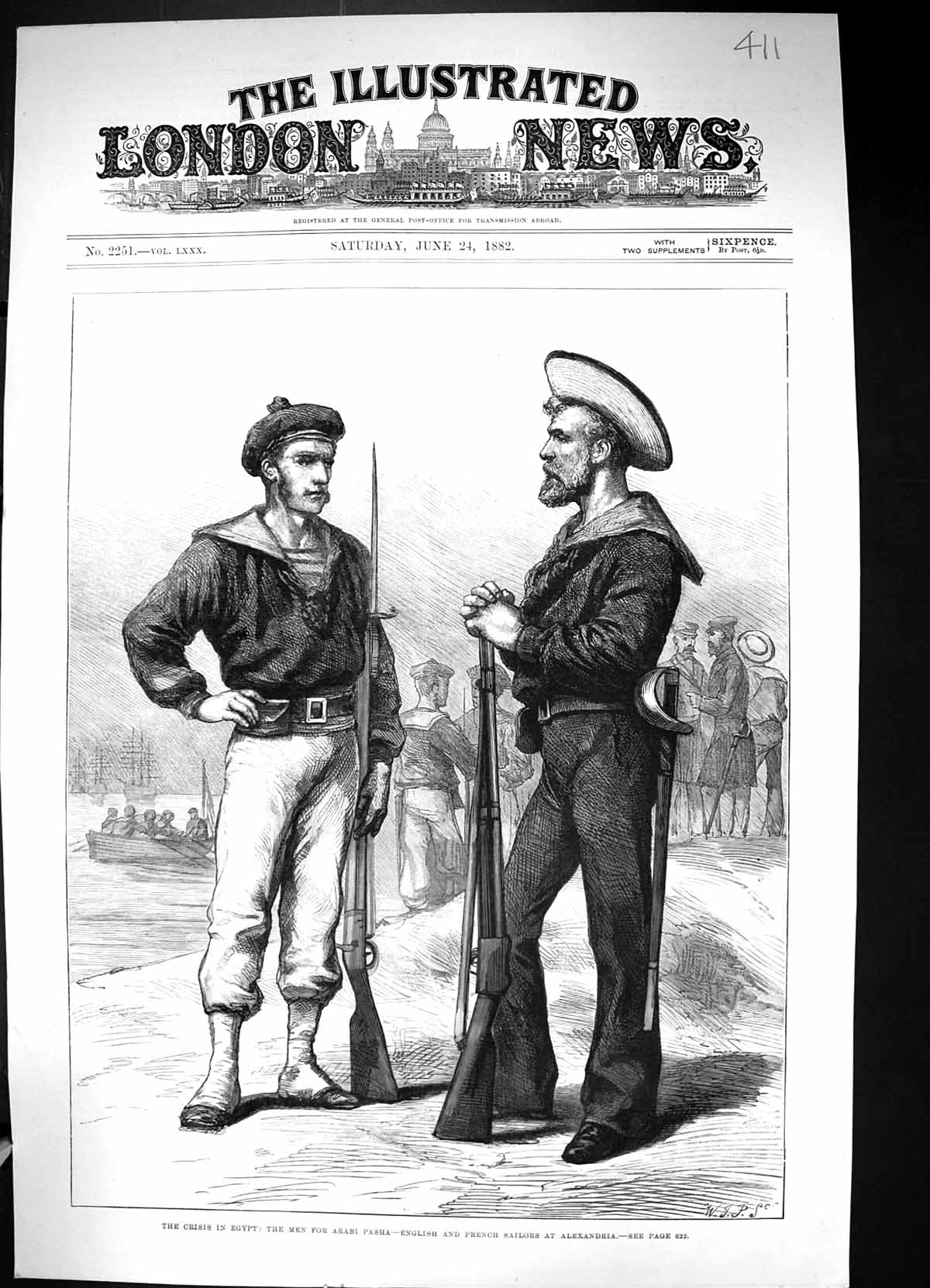 Old 1882 Egypt Men Arabi Pasha English French Sailors Alexandria War Victorian
