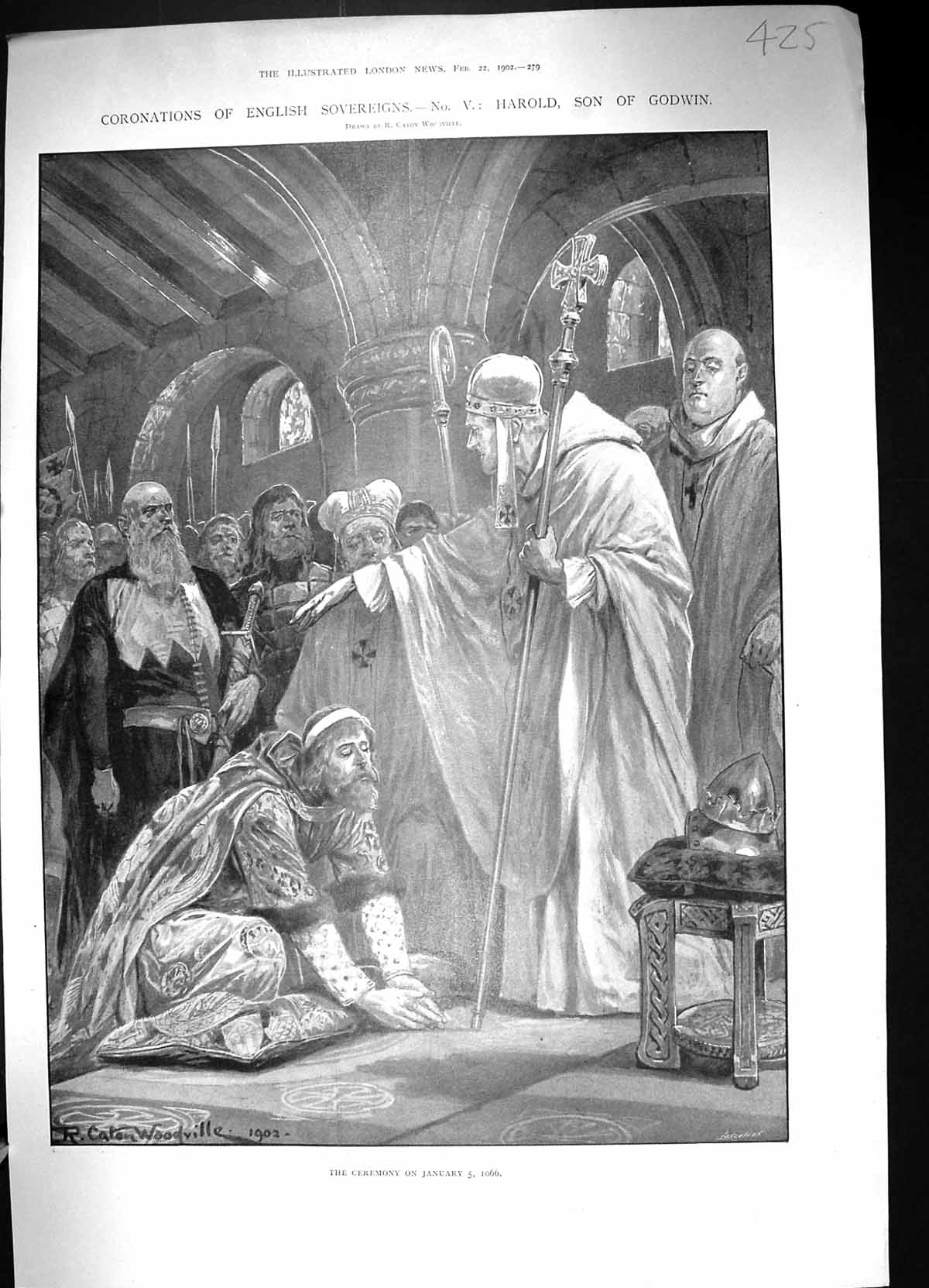 Antique Print 1902 Coronation HarSon Godwin Ceremony English Sovereigns Woo