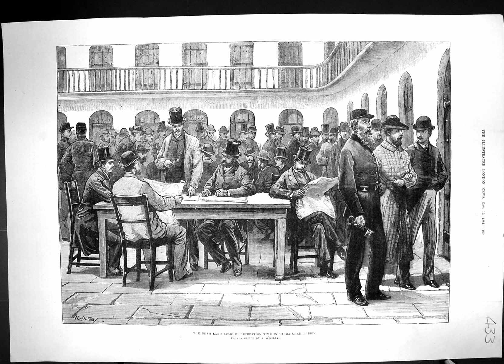Old 1881 Ireland Land League Recreation Time Kilmainham Prison Prison Victorian