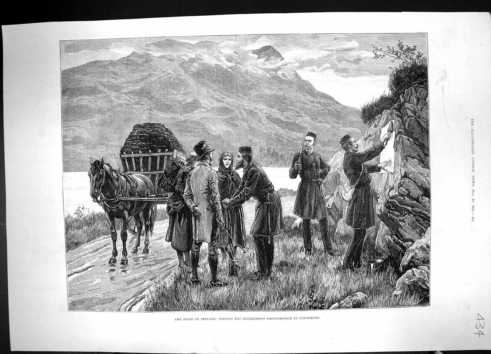 Old 1881 Ireland Posting Government Proclamation Connemara Policemen Victorian
