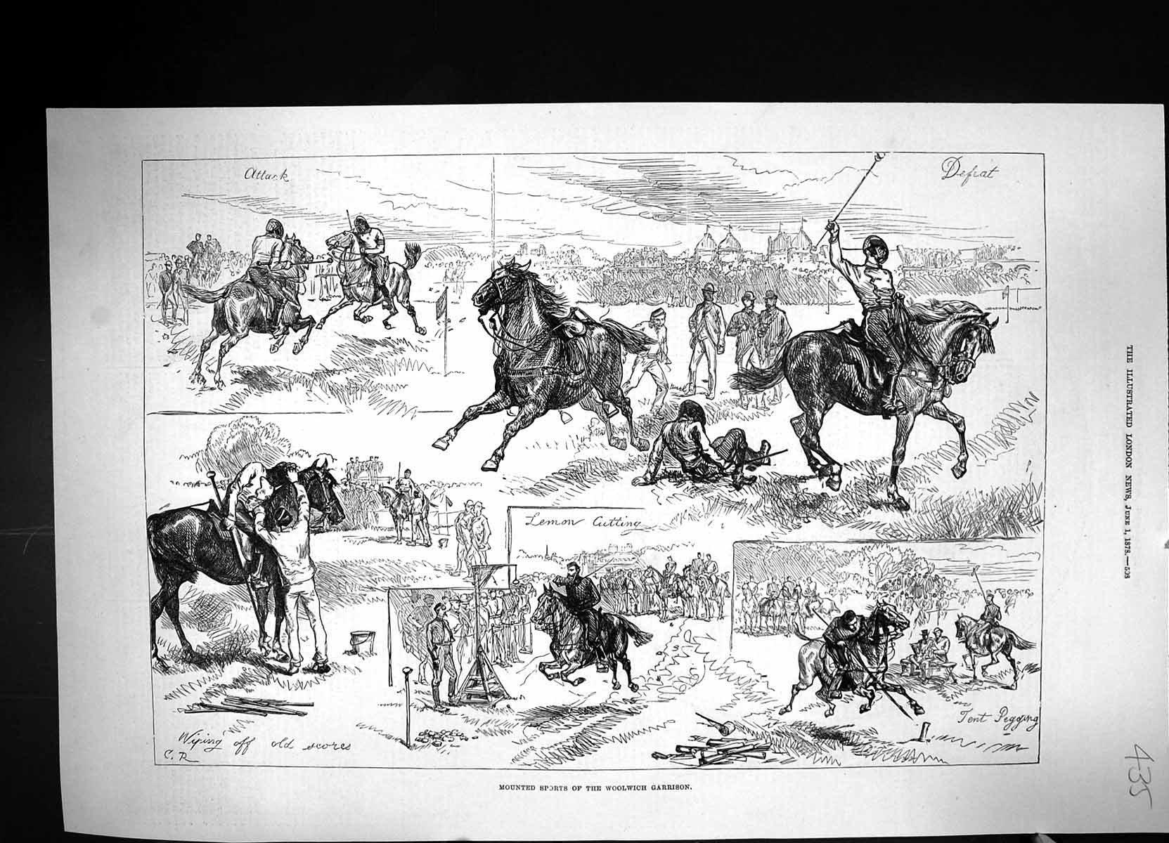 Old 1878 Mounted Sports Woolwich Garrison Lemon Cutting Tent Pegging Victorian