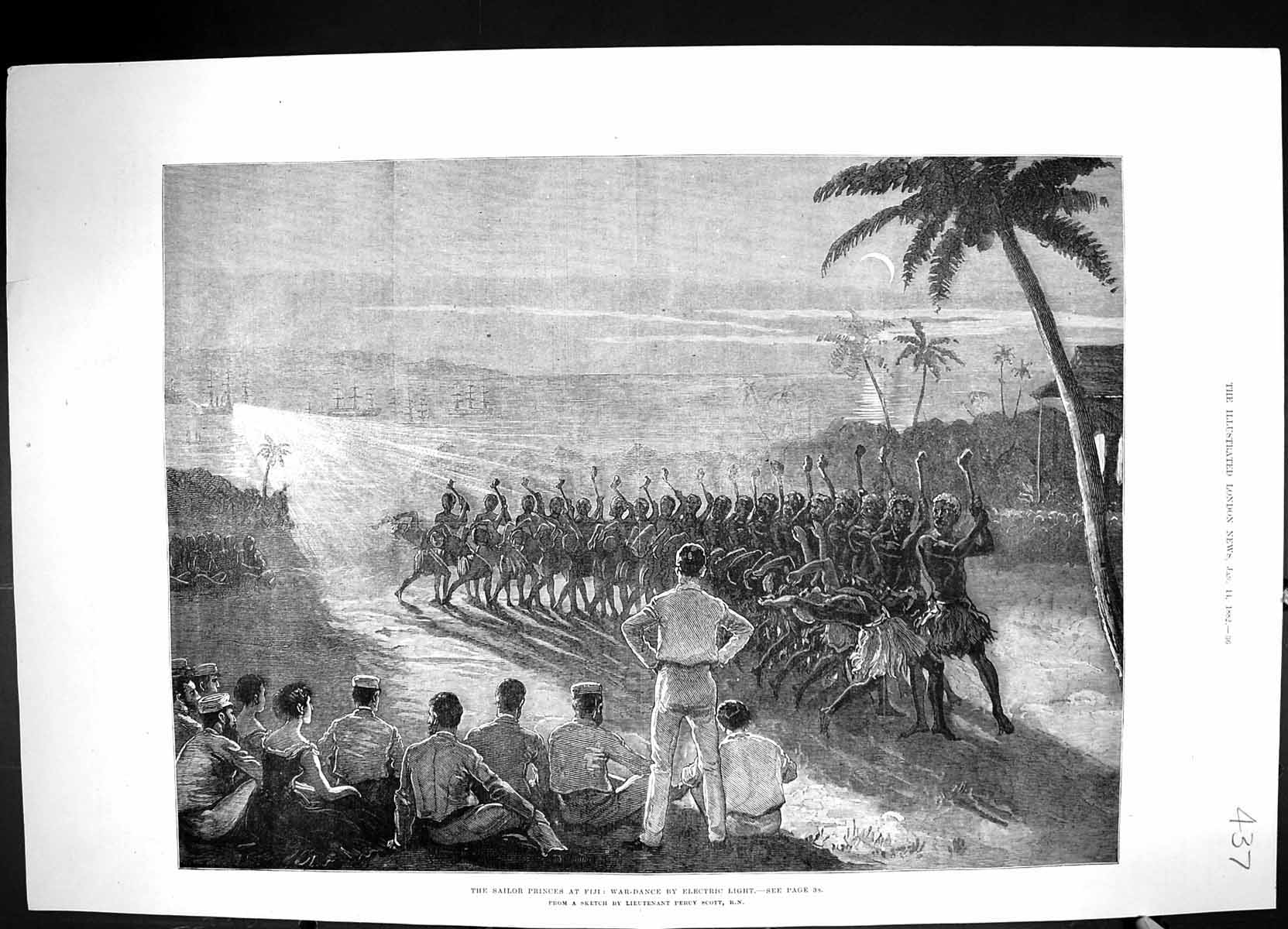 Old 1882 Sailor Prince Fiji War Dance Electric Light Ships Lieutenant Victorian