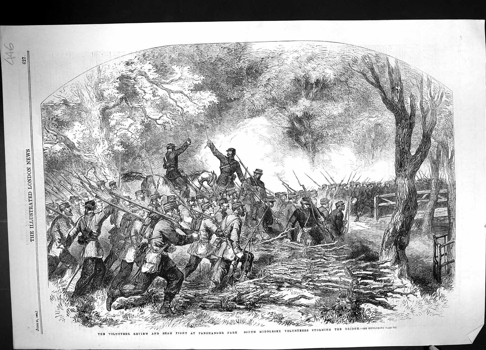 Old 1862 Volunteer Review Sham Fight Panshanger Park Middlesex Stormi Victorian