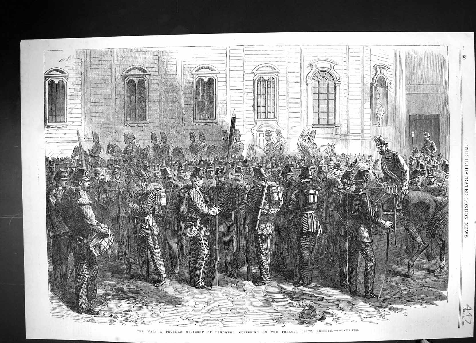 Old 1866 War Prussian Regiment Landwehr Mustering Theater Platz Dresd Victorian