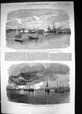 Old 1857 War China Capture French Folly Fort Canton Barracouta Ship C Victorian
