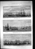 Old 1873 Norway Ships Queen Hercules Agincourt Valorous Enchantress H Victorian