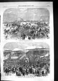 Original Old Antique Print 1866 Derby Horse Racing Day Audience Sport Victorian