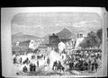 Old Print 1867 War French Troops Encamped Inside Lateran Gate Rome Italy 19th