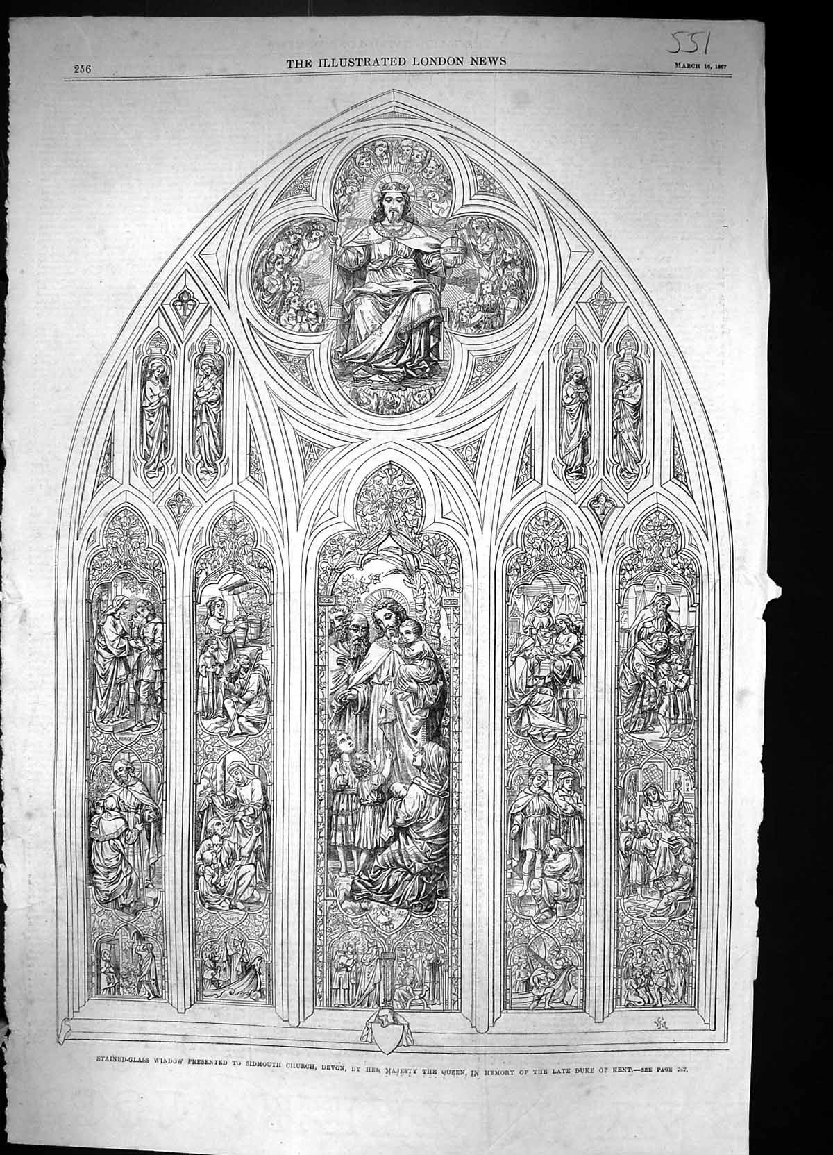 Old 1867 Stained-Glass Window Sidmouth Church Devon Queen Memory Duke Victorian