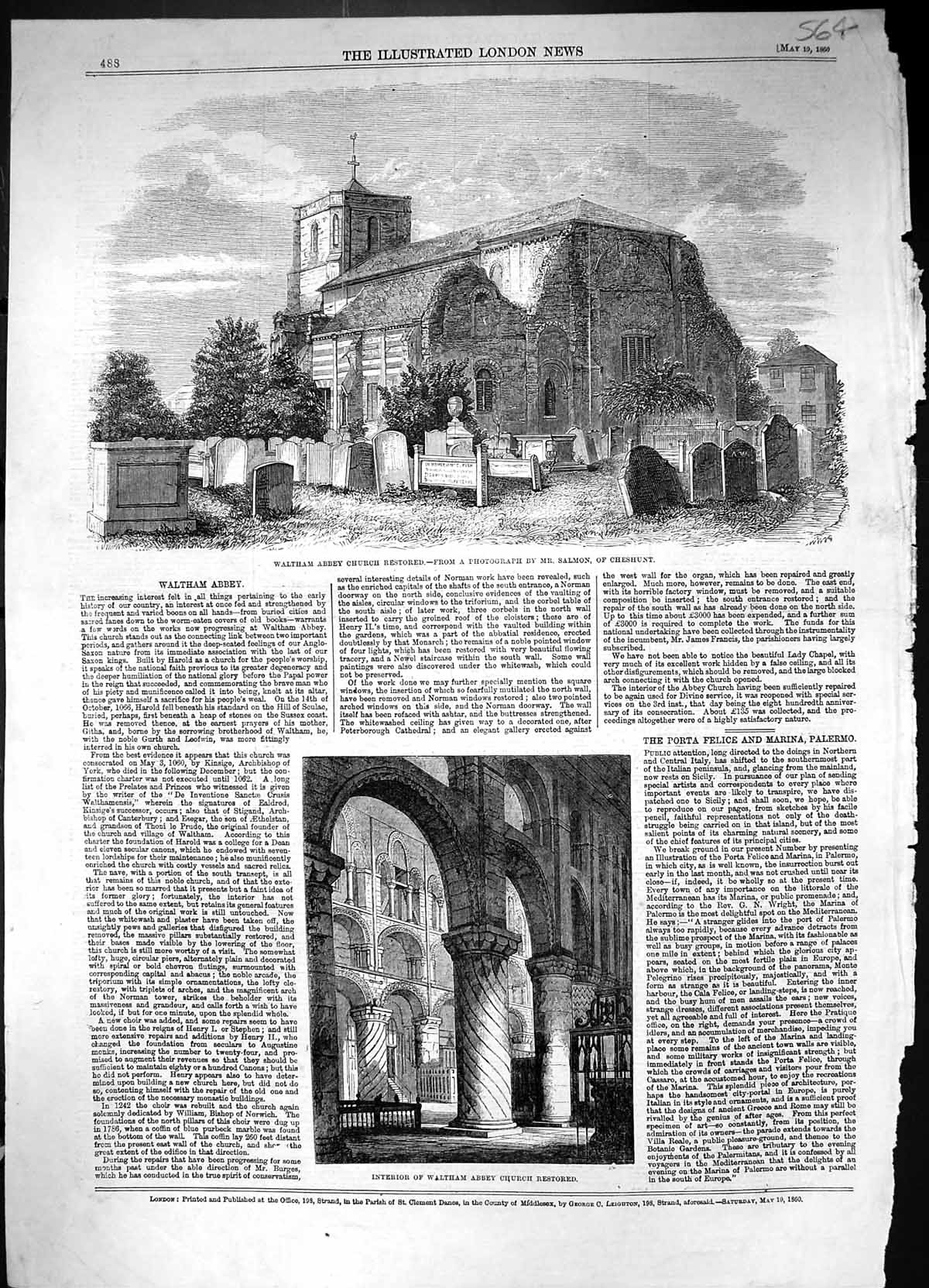 Old 1860 Waltham Abbey Church Architecture Interior Exterior Graves S Victorian