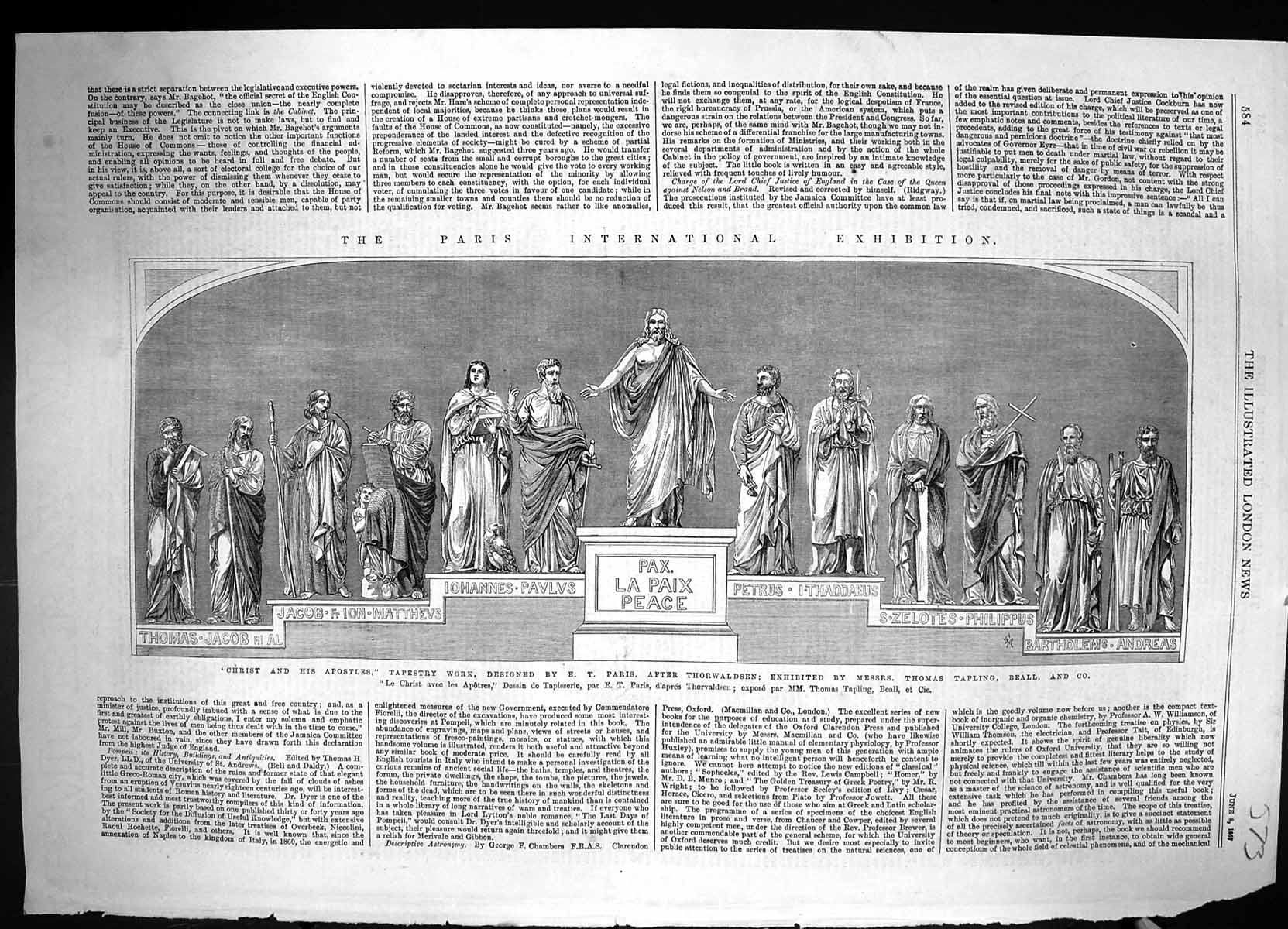 Old 1867 Christ Apostles Tapestry Work Paris Exhibition Thomas Taplin Victorian