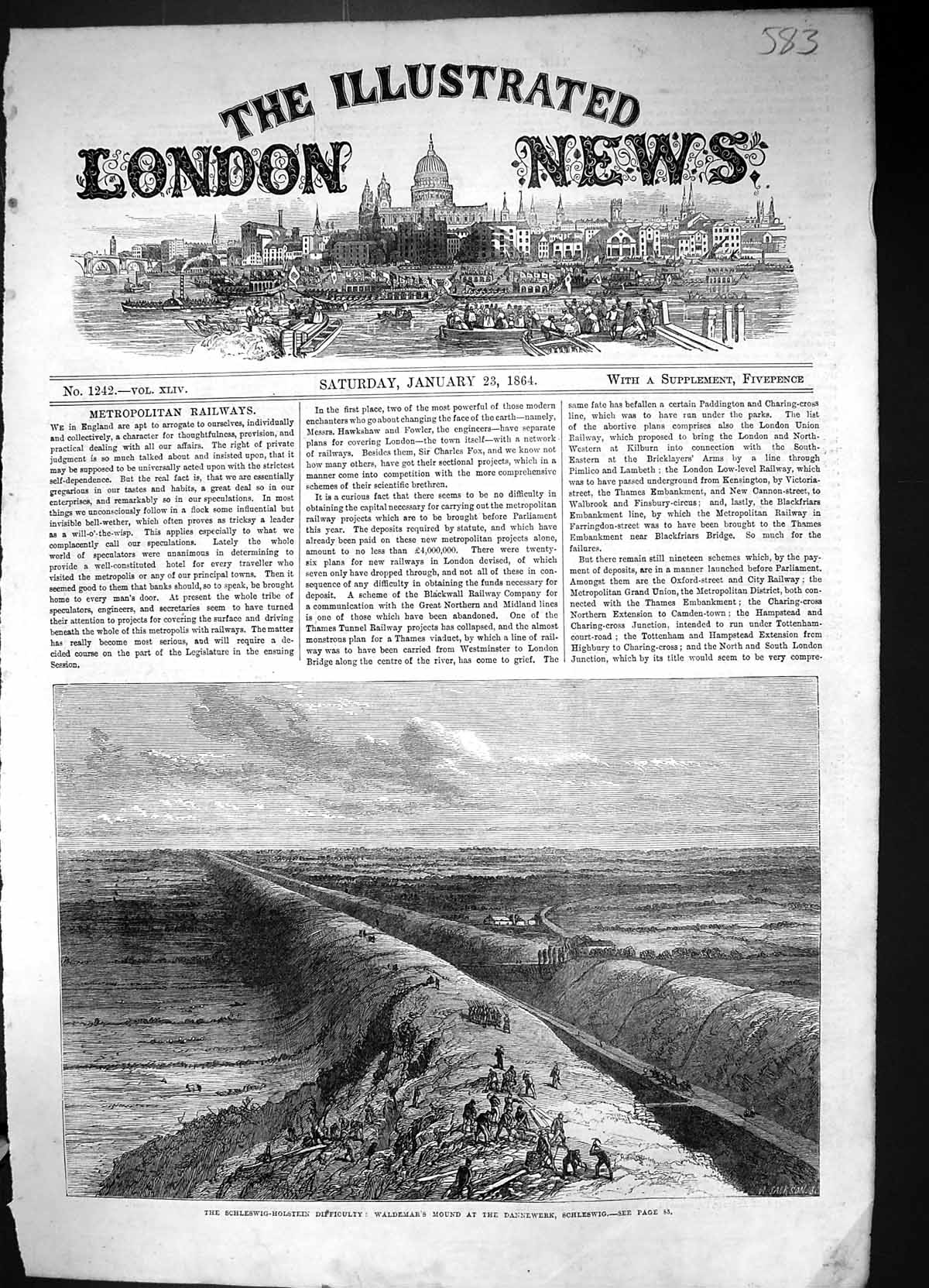 Old 1864 Schleswig-Holstein Difficulty Waldemar Mound Dannewerk Schle Victorian
