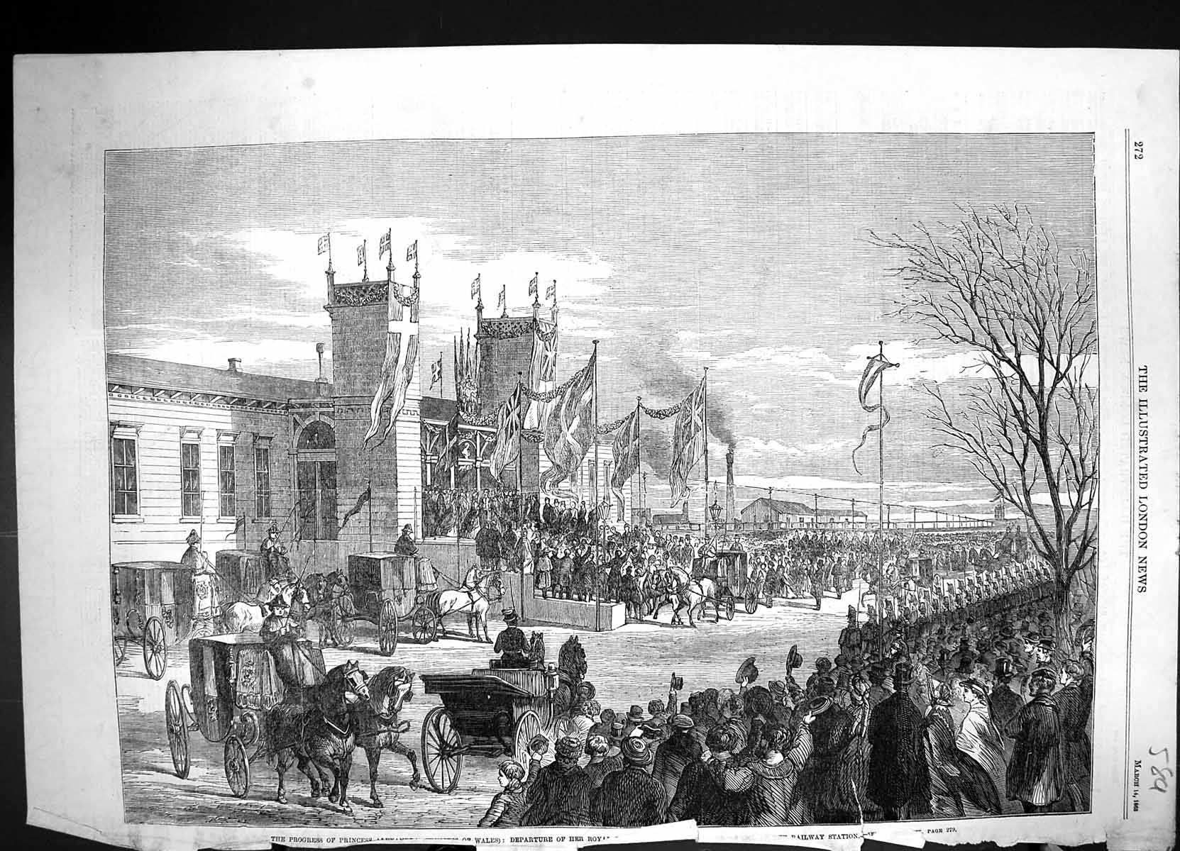 Old 1863 Princess Alexandra Wales Departure Copenhagen Railway Statio Victorian