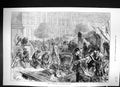Original Old Antique Print 1874 Scene Part Market Donhofs-Platz Berlin Germany