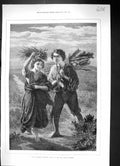 Original Old Antique Print 1873 Gipsy Children Gathering Wood Alfred Rankley