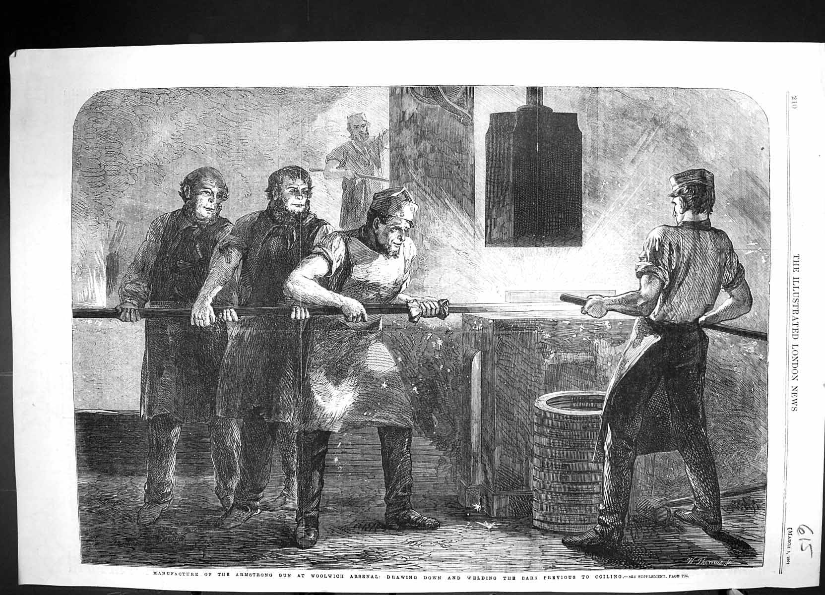 Old 1862 Manufacture Armstrong Gun Woolwich Arsenal Drawing Down Weld Victorian