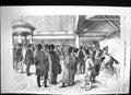 Original Old Antique Print 1856 Tattersall Horse Sale Auction Men Victorian