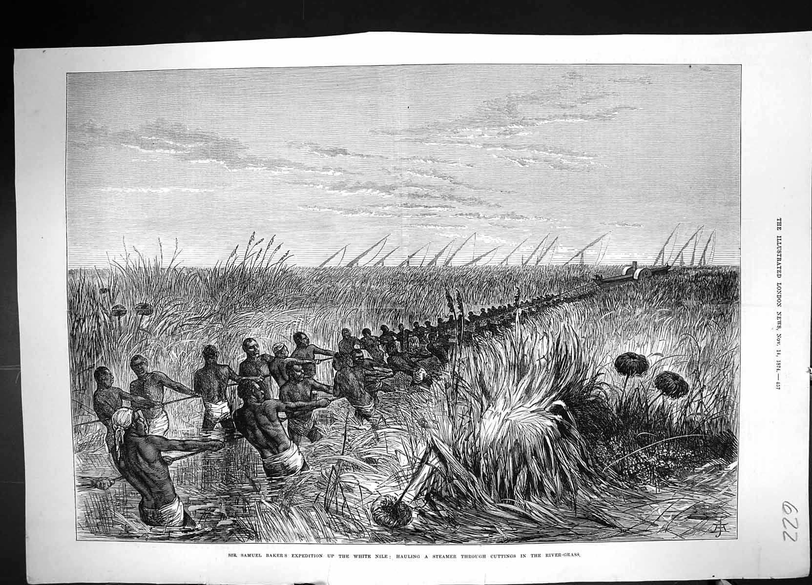 Old 1874 Samuel Bakers Expedition White Nile River Steamer Boat River Victorian