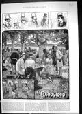 Old Antique Print 1884 Goodwood Park Horse Racing Lunch Time Spectators 19th