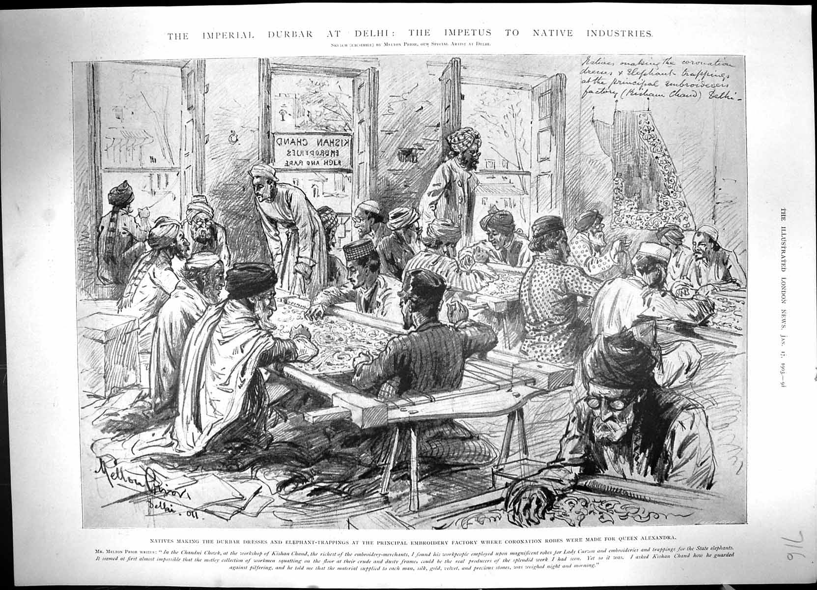 Old 1903 Natives Making Durbar Dresses Elephant Trappings Coronation 20th