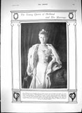 Old Antique Print 1900 Photograph Young Queen Holland Wilhelmina Portrait 20th
