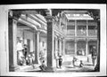 Antique Print 1859 Interior Hindoo School Under Portico House Poonah India 19th