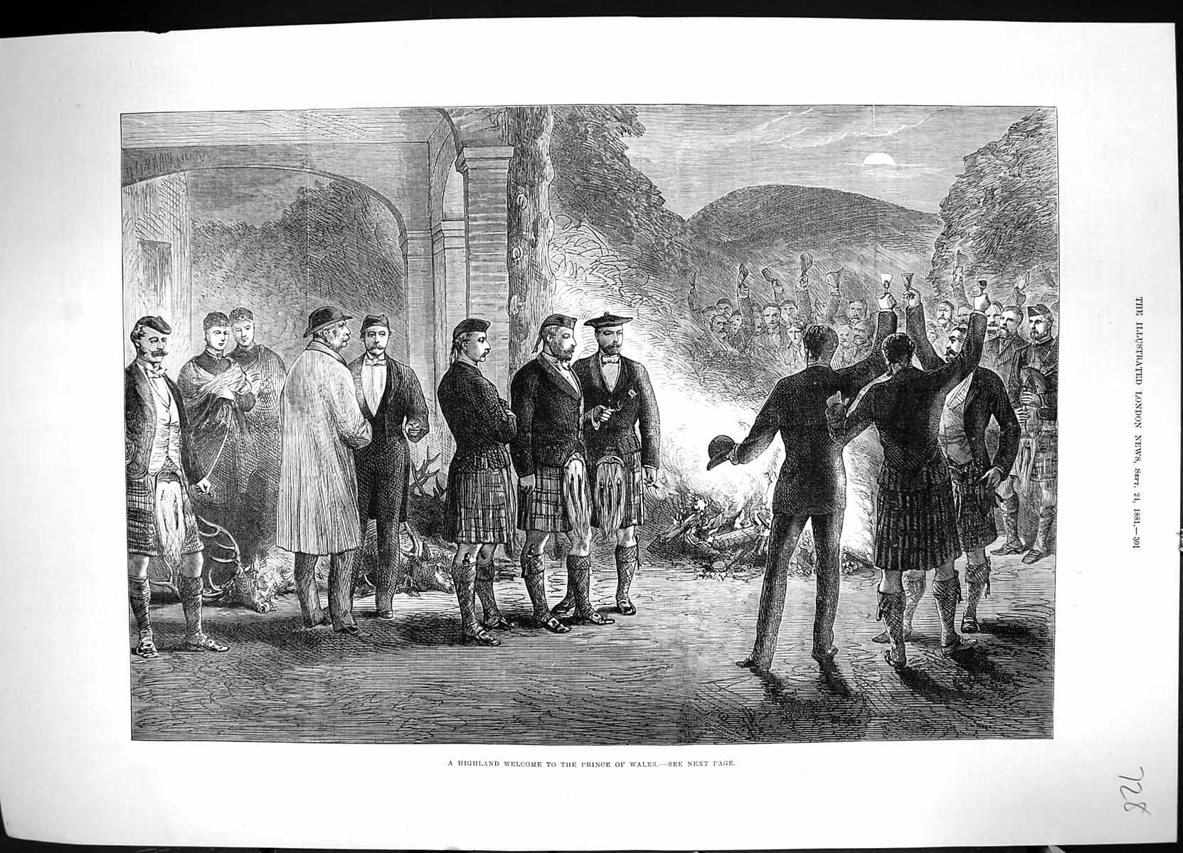 Old Print 1881 Highland Welcome Prince Wales Scotland Scottish Siers Kil 19th