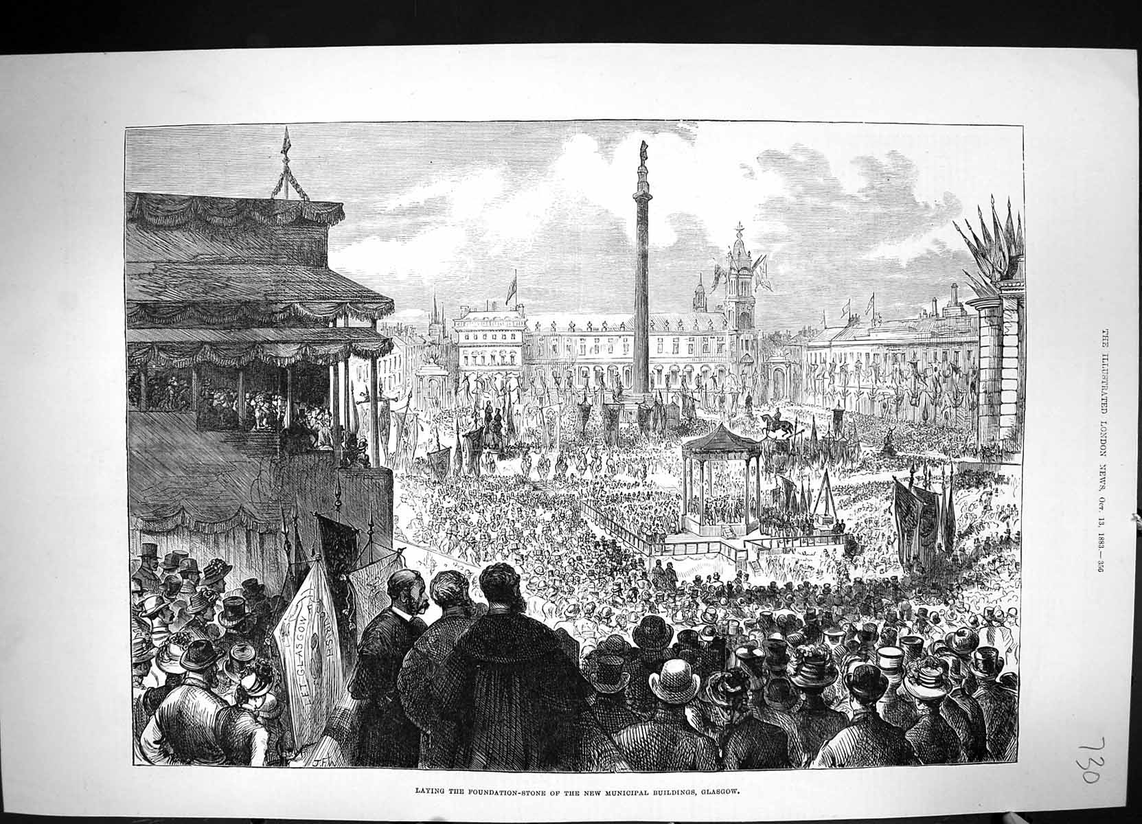 Old *6116 1883 Laying Foundation Stone Municipal Buildings Glasgow Sc