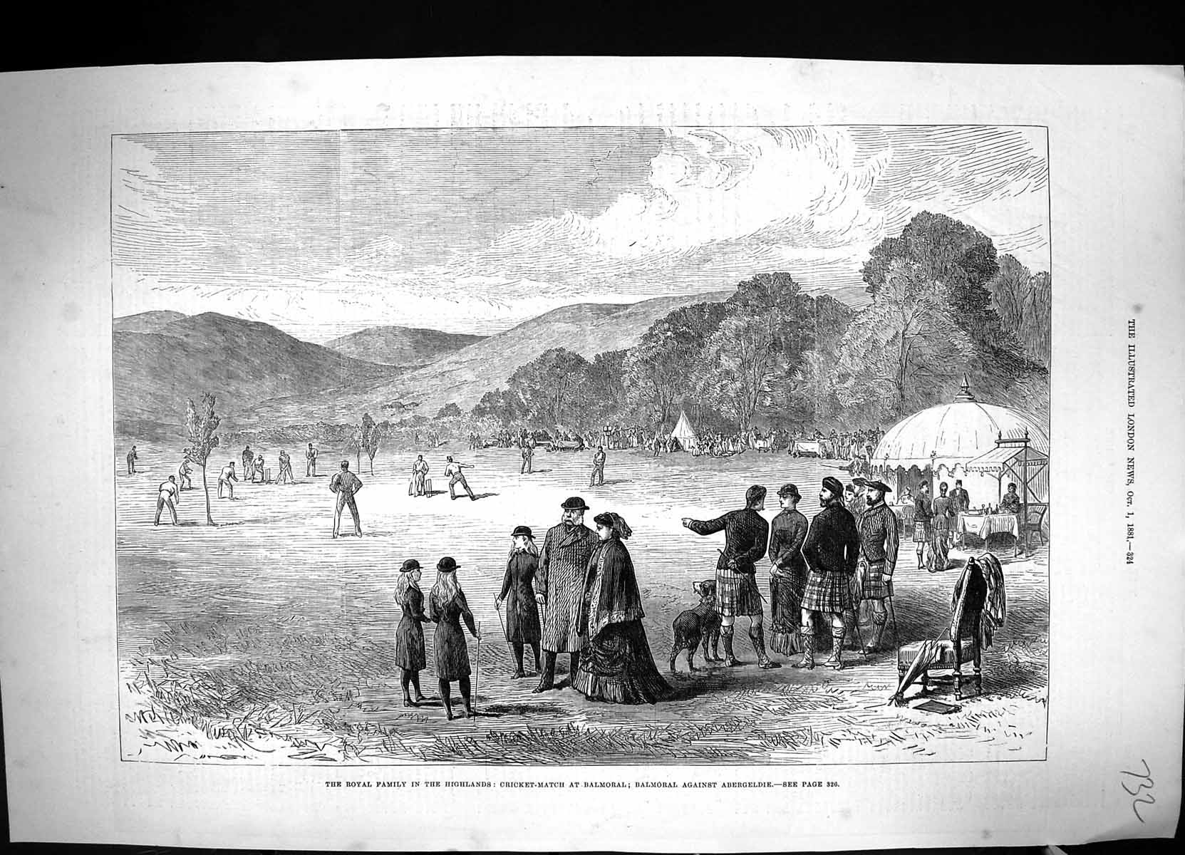 Old 1881 Royal Family Scotland Cricket Match Sport Balmoral Abergeldi Victorian