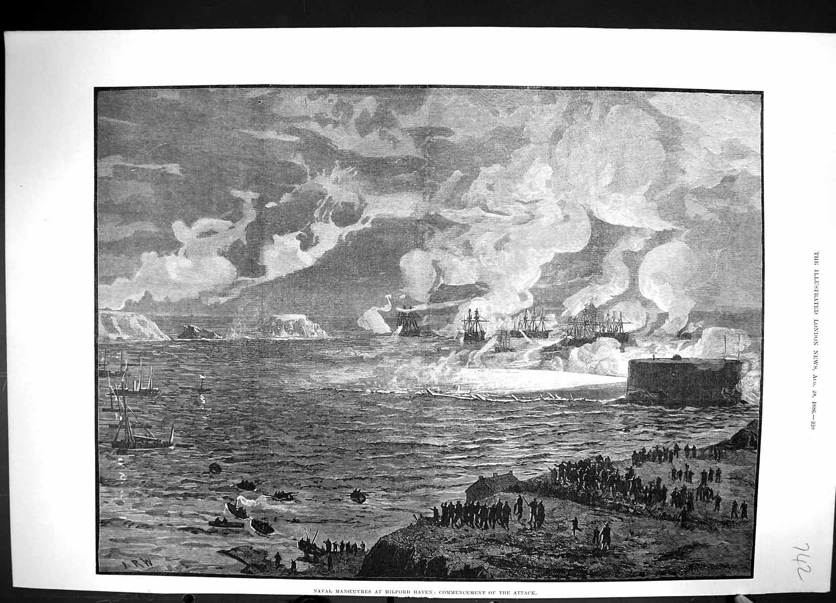 Old 1886 Naval Manoeuvres Milford Haven Ships Commencement Attack War Victorian