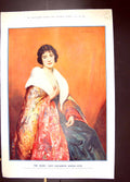 Antique Old Print 1923 Colour Royal Wedding Lady Elizabeth Bowes-Lyon Bride