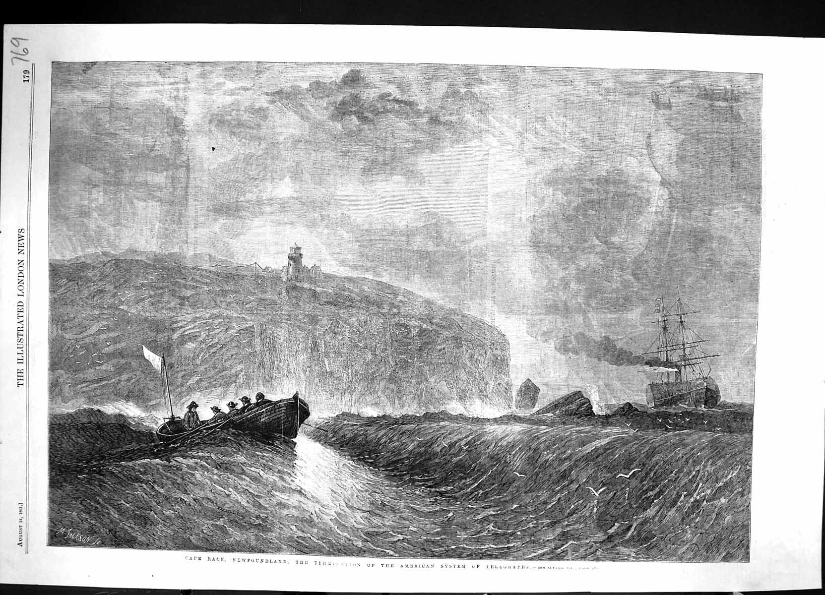 Old 1861 Cape Race Newfoundland Termination American System Telegraph Victorian