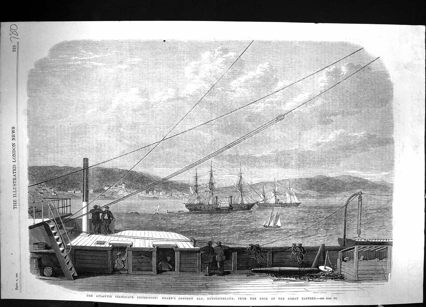 Old 1866 Atlantic Telegraph Heart'S Content Bay Newfoundland Ship Gre Victorian