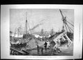 Old 1873 Disaster Smyrna Fall Seaside Coffee House Water Floods Ships Victorian