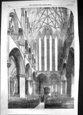 Old Antique Print 1857 Interior Glasgow Cathedral Architecture Scotland 19th
