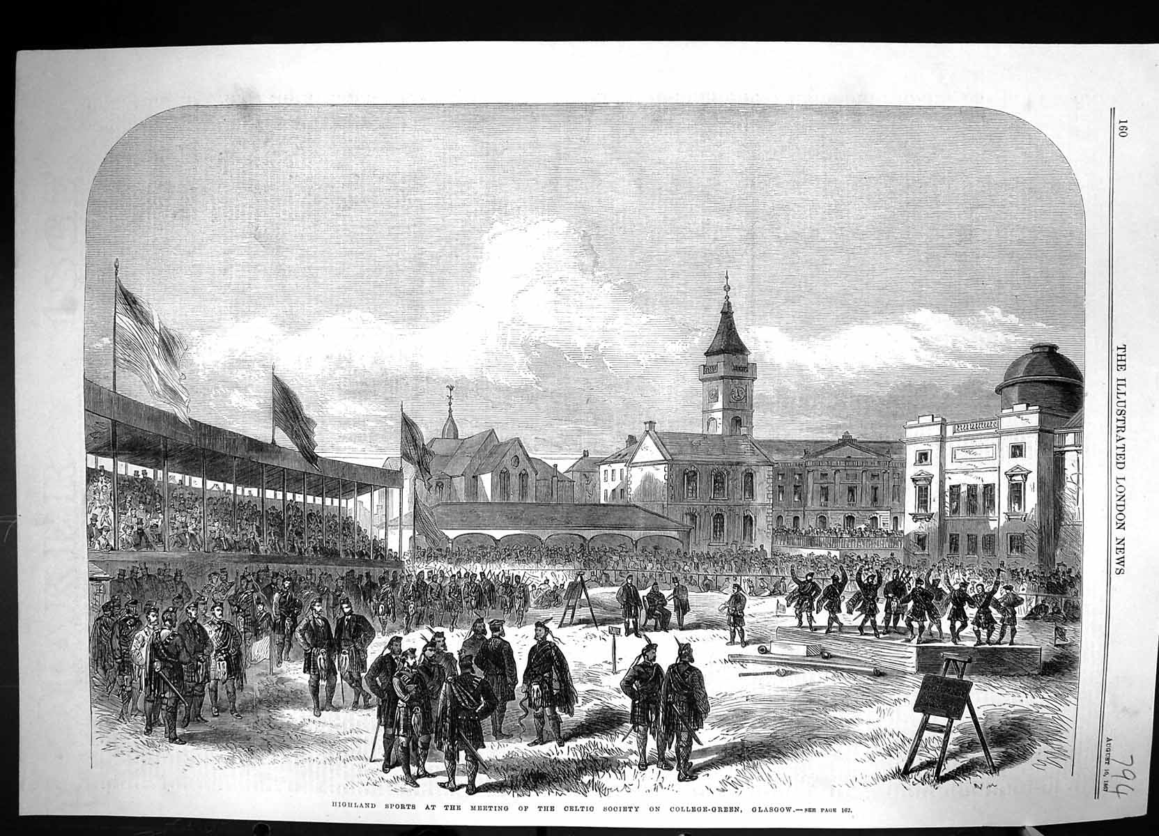 Old 1867 Highland Sports Celtic Society College Green Glasgow Scotlan Victorian