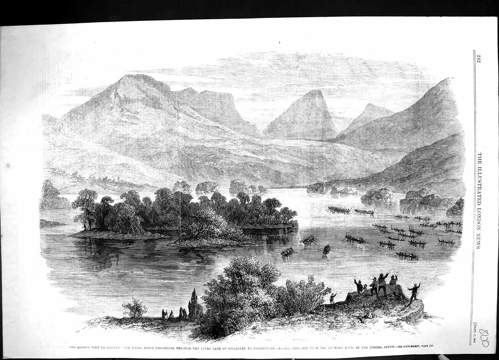 Old 1861 Queen Ireland Royal Barge Lake Killarney Derricunihy Cascade Victorian