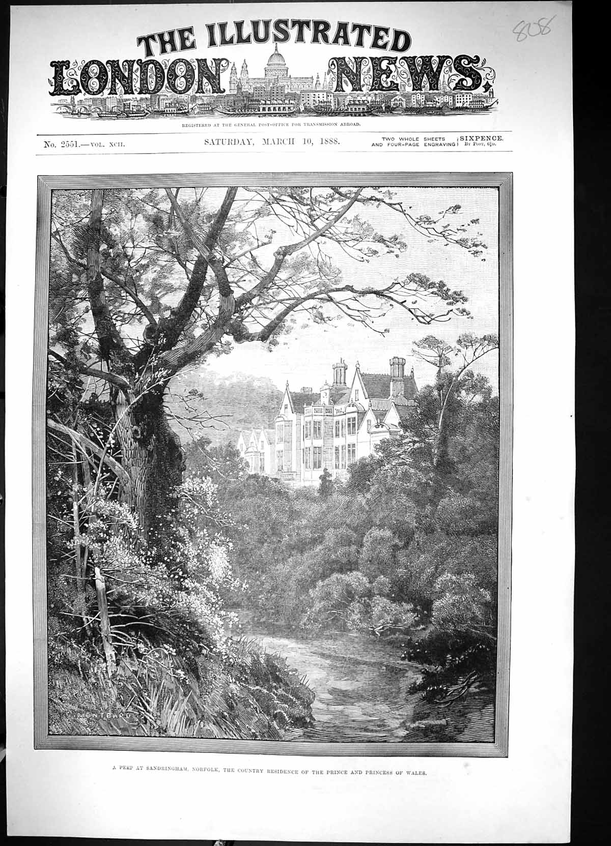 Old 1888 Sandringham Mansion House Norfolk Prince Wales Country Resid Victorian