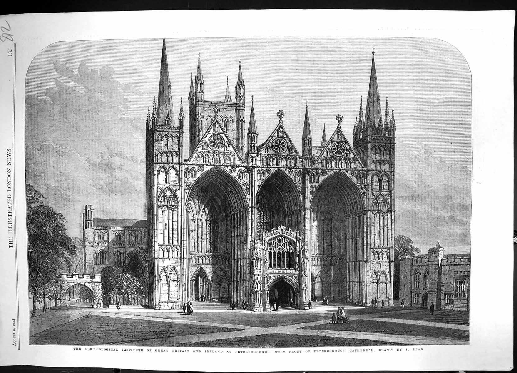 Old 1861 Arcaheological Institute Britain Peterborough Cathedral Arch Victorian