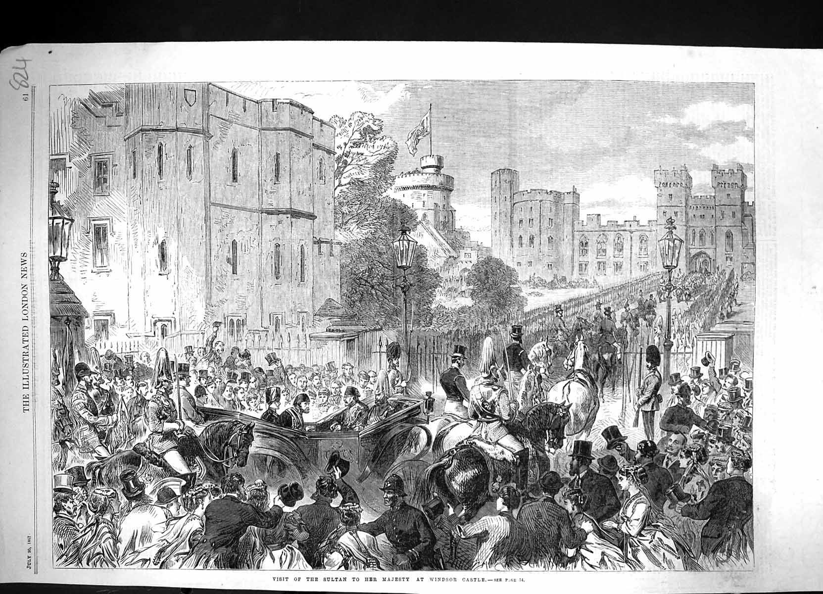Old 1867 Visit Sultan Majesty Queen Procession Windsor Castle London Victorian