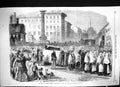 Antique Old Print 1859 Funeral Signor Emilio Dandolo Milan Italy Procession
