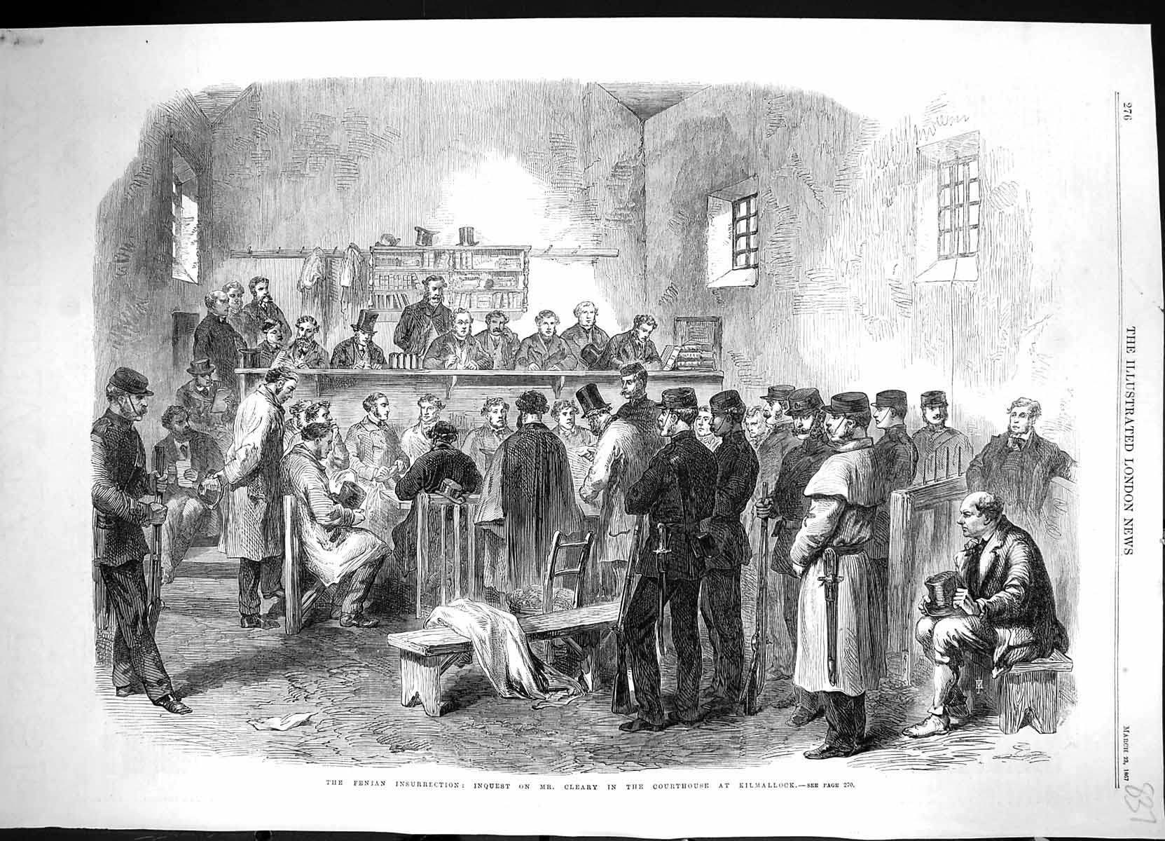 Old 1867 Fenian Insurrection Inquest Mr. Cleary Courthouse Kilmallock Victorian