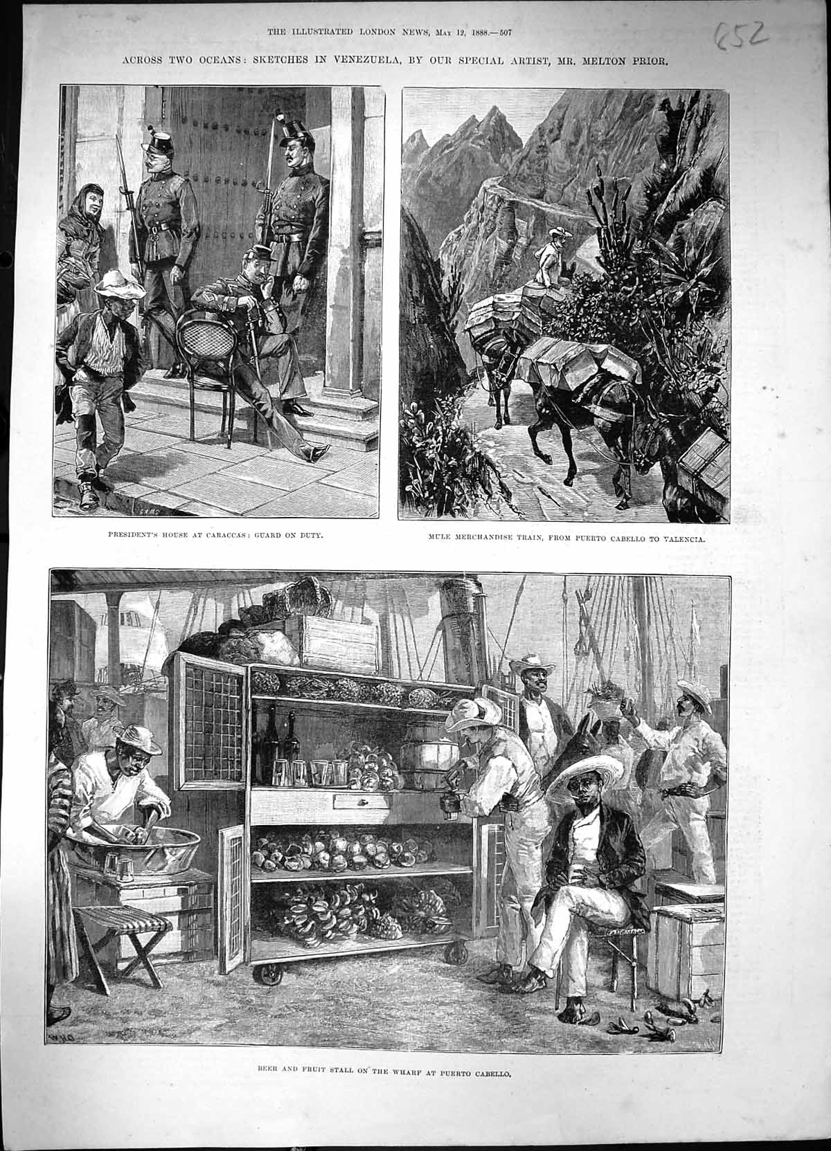 Old 1888 Venezuela Caraccas Guard Duty Beer Stall Puerto Cabello Mule Victorian