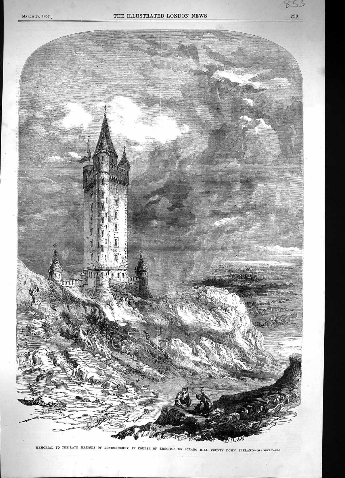 Old 1857 Memorial Marquis Londonderry Scrabo Hill County Down Ireland Victorian
