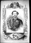 Old Antique Print 1855 Portrait His Majesty Victor Emmanuel King Sardinia 19th