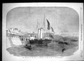 Original Old Antique Print 1855 Arrival King Sardinia Vivid Ship Dover Boats
