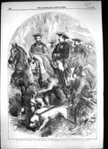 Antique Old Print 1855 King Sardinia Emperor French Hunting Compeigne France