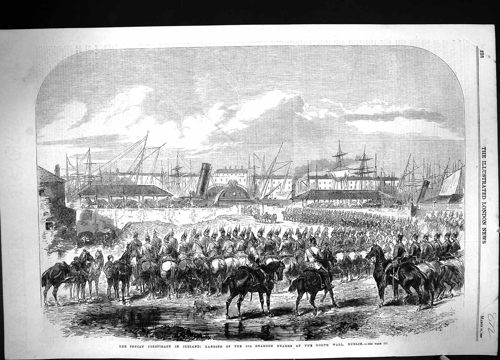 Old 1866 Fenian Conspiracy Ireland Dragoon Guards North Wall Dublin I Victorian
