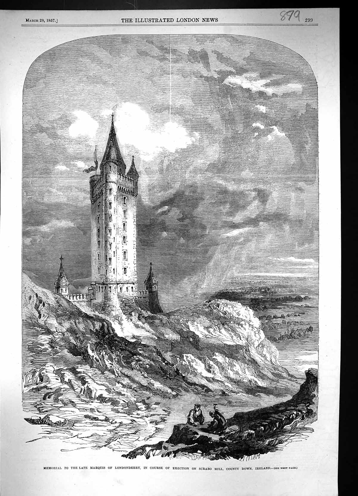 Old *6030 1857 Memorial Marquis Londonderry Scrabo Hill County Down I