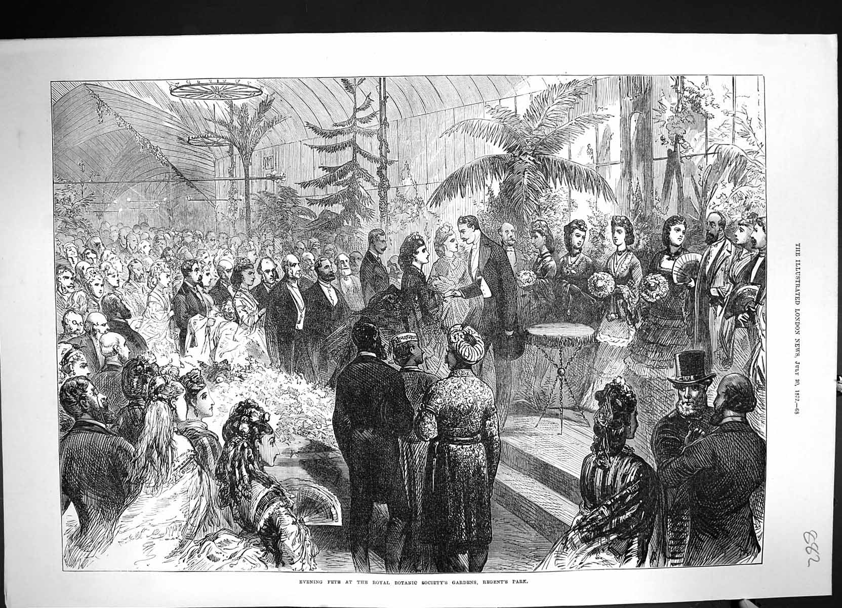 Old 1872 Evening Fete Royal Botanic Society Gardens Regent'S Park Lon Victorian
